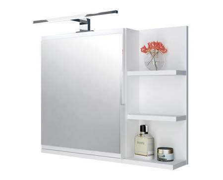 White mirror cabinet with shelves, bathroom mirror,led